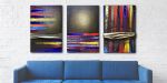 Golden Years - Triptych | Oil And Acrylic Painting in Paintings by PMS Artwork | Shockboxx in Hermosa Beach. Item made of canvas & synthetic