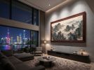 Hand-Painted Silk Blue-Gree Shanshui Misty Peaks Wall Art | Oil And Acrylic Painting in Paintings by Dynasty Artisan. Item composed of wood and fabric in contemporary or eclectic & maximalism style
