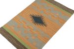 Rug & Kilim’s Tribal style Kilim in Gold with Grey & Black | Area Rug in Rugs by Rug and Kilim. Item composed of wool