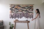 Custom Handwoven Wall Hanging "Growth at Play" | Wall Sculpture in Wall Hangings by Rebecca Whitaker Art. Item composed of wood and cotton in boho or minimalism style
