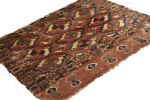 Antique Persian Tekke Textile in Red and Pink with Medallion | Area Rug in Rugs by Rug and Kilim