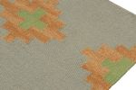 Rug & Kilim’s Tribal style Kilim in Grey with Gold & Green | Area Rug in Rugs by Rug and Kilim. Item made of wool