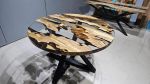 Olive Wood Epoxy Resin Dining Table, Round Kitchen Table | Tables by LuxuryEpoxyFurniture. Item composed of wood & synthetic