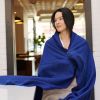 Cobalt Blue Herringbone Plush Soft Merino Handwoven Throw | Linens & Bedding by Studio Variously. Item in contemporary style