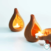 Drova Terracotta Tealight Holder (Pack of 2) | Candle Holder in Decorative Objects by Lit Lamps - Sustainable Mindful Lighting