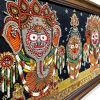 Lord Jagannath Baladev and Subhadra Bejewelled Handmade Artw | Embroidery in Wall Hangings by MagicSimSim