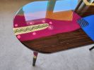 Oval Colorful Abstract Pop Art Side Table,Modern Resin Table | Coffee Table in Tables by Epoxy Coffee Table Shop. Item composed of wood compatible with boho and mid century modern style