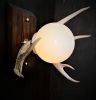 "The Moonlight" Deer Antler Black Walnut Wall Sconce | Sconces by Ronnie Hargrave. Item composed of walnut and brass in rustic style