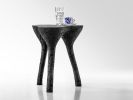 Handmade Live Edge Black Side Table | Tables by Donatas Žukauskas. Item composed of wood and cement in minimalism or contemporary style