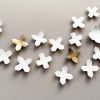 Abstract ceramic wall art 3D white + gold geometric flowers | Wall Sculpture in Wall Hangings by Elizabeth Prince Ceramics. Item composed of ceramic in minimalism or mid century modern style
