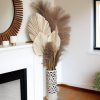 Boho Floor Lamp with Pampas Grass and Dried Palm Leaves | Lamps by Magdyss Boutique. Item composed of metal compatible with boho and minimalism style