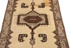 Hand-Knotted Mid-Century Vintage Oushak Runner in Beige | Area Rug in Rugs by Rug and Kilim