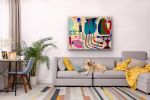 Pool Party | Mixed Media in Paintings by Paula Saslow, Copper Rose Art. Item made of wood