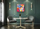 Oil Painting "Hopscotch Sidewalk Chalk" | Oil And Acrylic Painting in Paintings by Grace Mandl. Item composed of canvas & synthetic