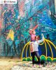 Austin "Bat-tagging" mural | Street Murals by Dan Terry | The Arboretum in Austin. Item made of synthetic