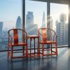 Legacy Minimalist Ming Scholar Horseshoe Armchair Trio Set | Chairs by Dynasty Artisan. Item composed of wood in minimalism or contemporary style