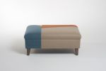 Marlow Large footstool upholstered in colour block geometric | Chairs by Sadie Dorchester. Item composed of cotton