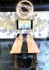 Curly White Waxed Maple Smokey Resin River Conference Table | Tables by Lumberlust Designs | Modern Shade Co. in Scottsdale. Item made of maple wood with synthetic