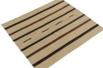 Handwoven Vintage Kilim Beige-Brown Stripe Patterns | Area Rug in Rugs by Rug and Kilim