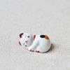 Lucky Cat Trio: Japanese Porcelain Maneki Nekko Figurines | Ornament in Decorative Objects by Maia Ming Designs. Item in japandi style