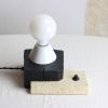 Block Table Lamp — Reclaimed Barn Beam & Limestone | Lamps by Gabor Gobi. Item composed of wood and marble