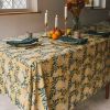 Block Print Tablecloth | Flower Field | Linens & Bedding by ichcha. Item composed of cotton in boho or modern style