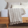 Grey Plaid Cotton Throw Blanket & Bed Spread | Linens & Bedding by Lumina Design. Item made of cotton works with mid century modern & country & farmhouse style