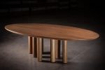 023 Solid Oak Dining Table, Cylinder Bases | Tables by Aeterna Furniture. Item composed of oak wood