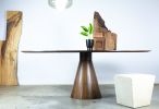 Walnut Oval dining table with conical base | Tables by LIRIO Design House. Item composed of oak wood in minimalism or mid century modern style