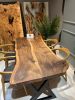 Custom live edge dining table, Dinner table, Diningrom table | Tables by Brave Wood. Item made of walnut & metal compatible with modern and rustic style