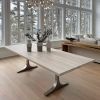 Cashmere White Brushed Stainless Thea Table | Dining Table in Tables by YJ Interiors. Item made of oak wood with brass works with mid century modern & contemporary style