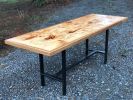 Refinished Bar Top carved with Family memories into Kitchen Table | Dining Table in Tables by Basemeant WRX. Item composed of wood & steel