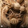 Monumental Hand-Carved Solid Teak Dragon Relief Panel 190cm | Sculptures by Adam's Luxury Home. Item composed of wood in boho or eclectic & maximalism style