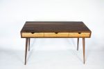 Mid-Century Solid Black Walnut Office Desk with Cherry Wood | Tables by Curly Woods. Item made of oak wood with concrete works with mid century modern style