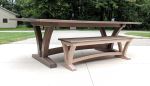 White Oak Dining Set:  Trestle Table, matching bench, chairs | Dining Table in Tables by GlessBoards. Item made of oak wood
