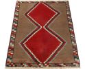 Vintage Gabbeh Tribal Rug in Brown with Red Diamond Lozenge | Area Rug in Rugs by Rug and Kilim