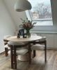 Round Travertine Dining Table - Custom Round Kitchen Table | Tables by TigerWoodAtelier. Item made of metal & marble compatible with minimalism and mid century modern style