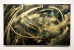 Gold and Black Accent Wall Art | Mixed Media by NAMYOONSOOART. Item made of canvas with synthetic