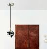 Tapered Sphere Hanging Light with black cord | Pendants by Alex Marshall Studios. Item composed of brass and ceramic in mid century modern or contemporary style