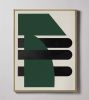"Abstract Green Graphic" - Midcentury Modern Painting | Oil And Acrylic Painting in Paintings by ART + ALCHEMY By Nicolette Atelier. Item composed of wood and canvas in minimalism or mid century modern style