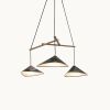 Emily Group of Three Oxid | Chandeliers by MOSS Objects. Item made of oak wood & fabric compatible with minimalism and mid century modern style