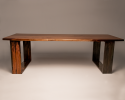 European Walnut on Distressed Copper Pedestals | Dining Table in Tables by L'atelier Mata. Item composed of walnut