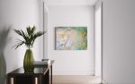 Metallic Teal Green Abstract Wall Art | Oil And Acrylic Painting in Paintings by NAMYOONSOOART. Item made of canvas with synthetic