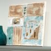 Rise; Hand Painted Fabric on Canvas- Turquoise and Crystals | Mixed Media in Paintings by Michele Spurza. Item made of maple wood with canvas works with boho & contemporary style