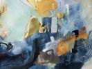 Blue City Scape | Oil And Acrylic Painting in Paintings by Marie Manon Art | Private Residence in Calgary. Item made of synthetic