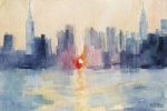 "Manhattanhenge" NYC skyline giclée canvas print | Paintings by Beverly Brown