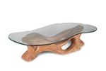 Amorph Crux Coffee Table, Solid Wood, Organic Shaped Glass | Tables by Amorph. Item made of wood & glass