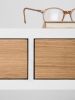 HEIM - White wooden desk with solid oak drawers, mid century | Tables by Mo Woodwork. Item made of oak wood