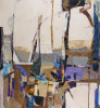 Urban Collage #99 | Oil And Acrylic Painting in Paintings by Anna Carll. Item made of aluminum with paper