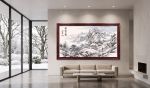 Hand-Painted Winter Landscape Traditional Chinese Silk Art I | Oil And Acrylic Painting in Paintings by Dynasty Artisan. Item made of wood with glass works with contemporary & eclectic & maximalism style